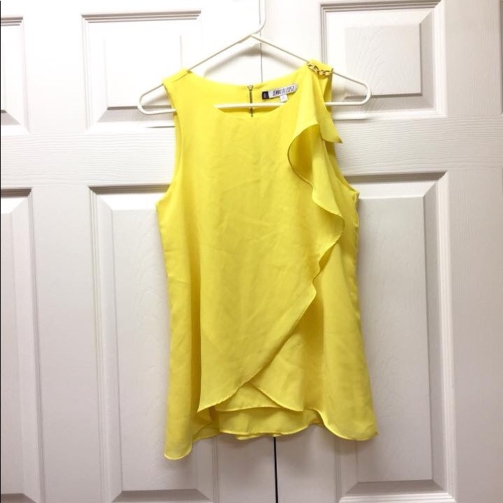 Yellow sleeveless blouse